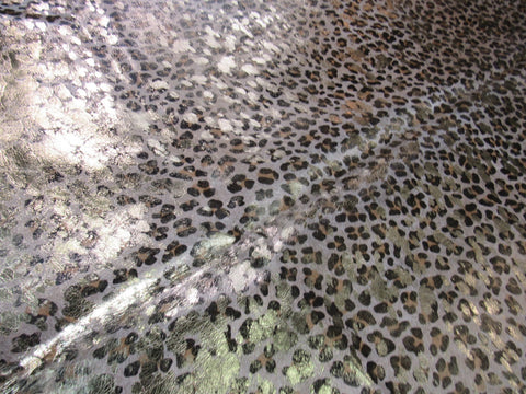 Leopard Print Cowhide Rug with Gold Metallic Acid Washed Size: 6 1/4x6 feet C-1440