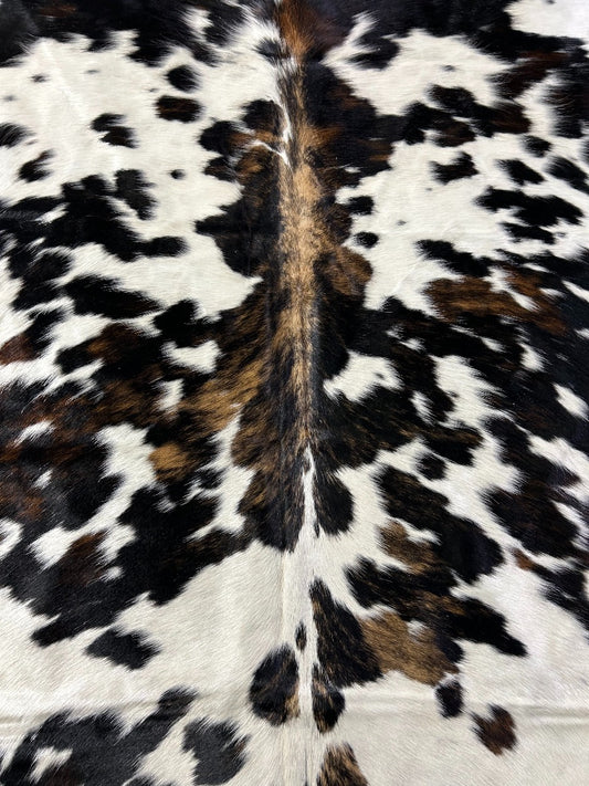 Speckled Tricolor Cowhide Rug - Size: 6.2x5.5 feet K-306