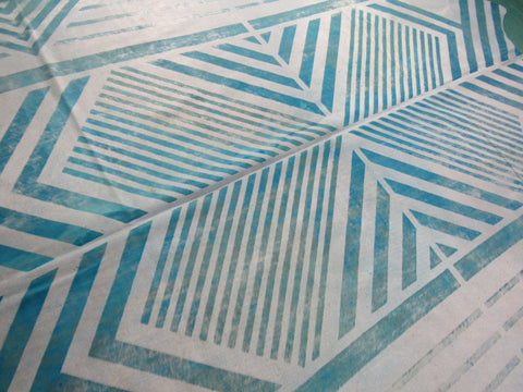 Geometric Pattern Cowhide Rug in Turquoise Size: 7.5x6.5 feet C-1445