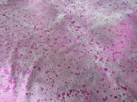 Pink Metallic Cowhide Rug Size: 8x7 feet M-1462