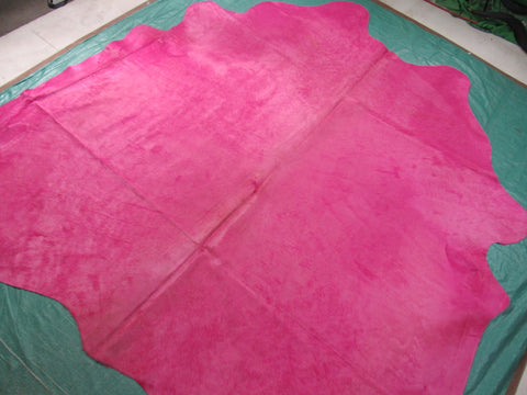 Dyed Pink Cowhide Rug Size: 7x7 feet C-1691