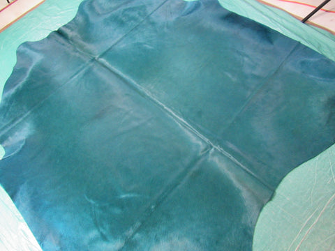 Dyed Emerald Green Cowhide Rug (perfect quality) Size: 7x6 feet C-1697