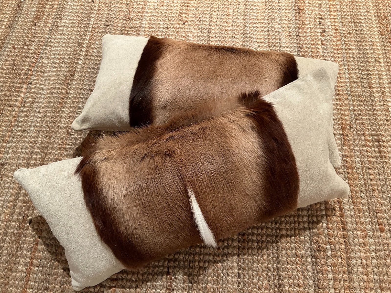 Springbok Pillow Cover - Size: 21"x10" (similar to cow hide skin pillow)