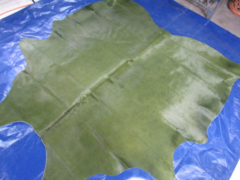 Dyed Green Cowhide Rug Size: 6.2x6.2 feet C-1702