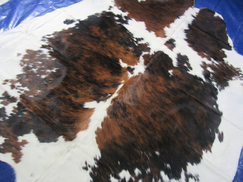 Speckled Tricolor Cowhide Rug - Size: 7.2x6.5 feet M-1479