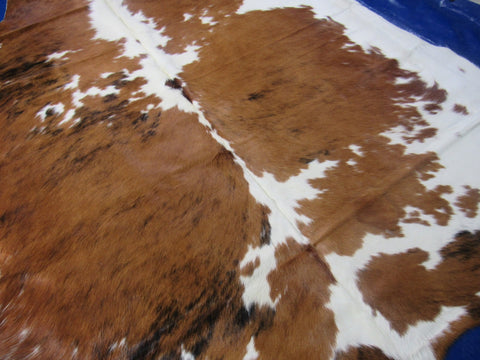 Gorgeous Tricolor Cowhide Rug (good patch) Size: 7.2x7 feet M-1494