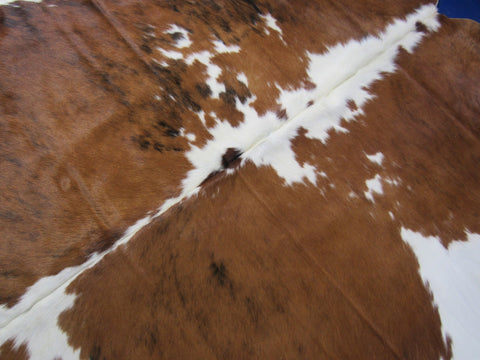 Gorgeous Tricolor Cowhide Rug (good patch) Size: 7.2x7 feet M-1494