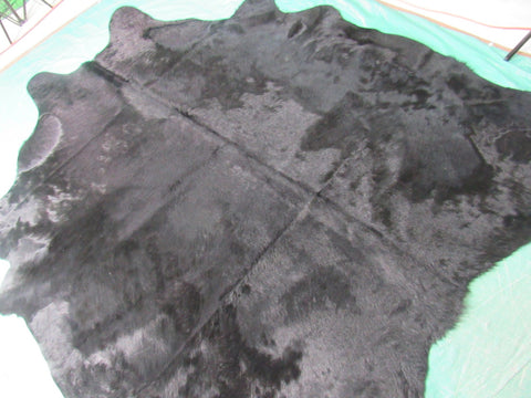 Huge & Gorgeous Dyed Black Cowhide Rug (with nice backing) Size: 7 3/4x7 feet C-1460