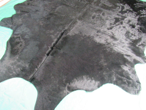 Huge & Gorgeous Dyed Black Cowhide Rug (with nice backing) Size: 7 3/4x7 feet C-1460