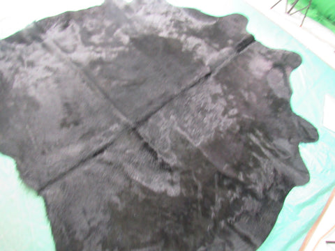 Huge & Gorgeous Dyed Black Cowhide Rug (with nice backing) Size: 7 3/4x7 feet C-1460