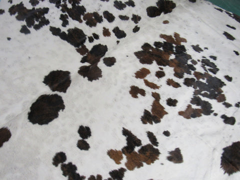 Tricolor Cowhide Rug (has a few stitches) Size: 7x6 1/4 feet B-211