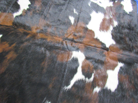 Tricolor Cowhide Rug (mainly dark tones) Size: 6.5x6.2 feet M-1503