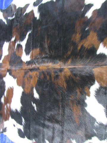 Tricolor Cowhide Rug (mainly dark tones) Size: 6.5x6.2 feet M-1503