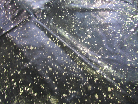 Dyed Black Cowhide Rug with Gold Metallic Acid Washed Size: 7.7x6 feet M-1511