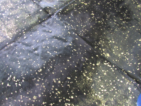 Dyed Black Cowhide Rug with Gold Metallic Acid Washed Size: 7.7x6 feet M-1511