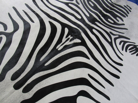 Perfect Quality Zebra Print Cowhide Rug (background hair has some grey mixed in) Size: 7x6 feet M-1514