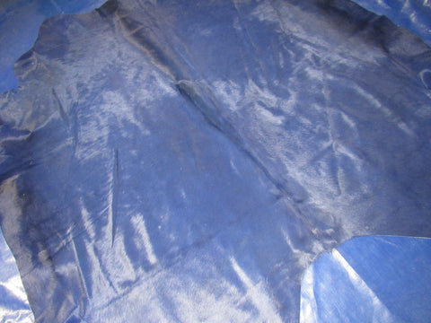 Dyed Dark Blue Cowhide Rug - Size: 7.2' x 7.2' M-1517