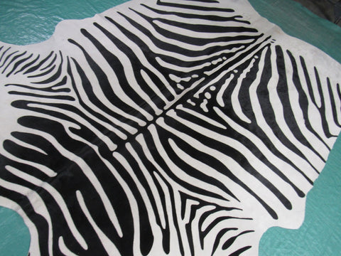 African Zebra Print Cowhide Rug Size: 6 3/4' X 5 3/4' Black/White Zebra Cowhide Rug B-231