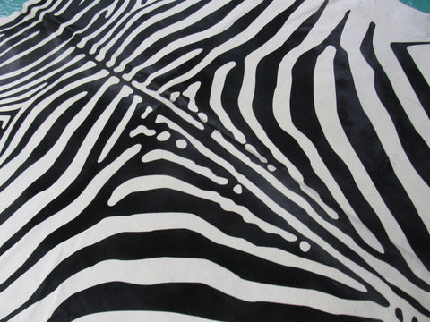 Gorgeous Zebra Cowhide Rug(small patch and fire brand) Size: 6.5x6 feet B-232