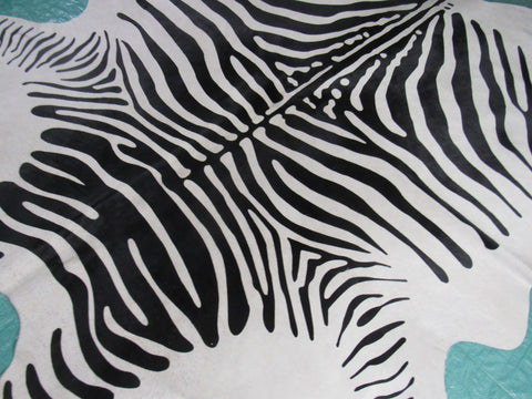 Zebra Cowhide Rug (multiple small patches) Size: 7x6.5 feet B-233