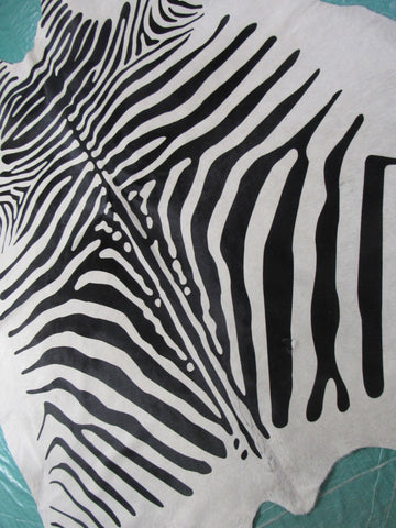 Zebra Cowhide Rug (multiple small patches) Size: 7x6.5 feet B-233