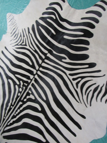 African Zebra Print Cowhide Rug Size: 7' X 6 1/2' Black/White Zebra Cowhide Rug B-234