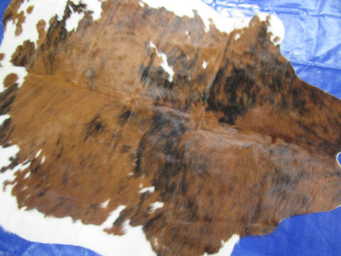 Tricolor Cowhide Rug (mainly brown tones) Size: 6.5x5.5 feet M-1526