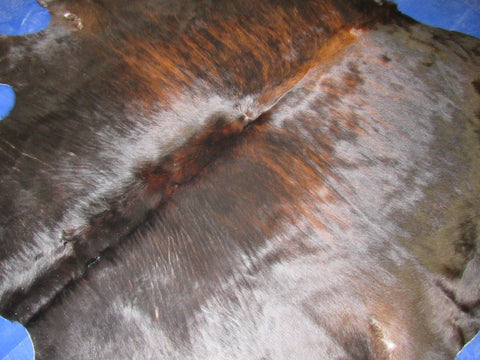 Super Dark Brown Brindle Cowhide Rug (Shiny Hair) - Size: 8x7.7 feet M-1536