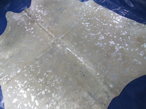 Silver Metallic Cowhide Rug Size: 6.5x6.5 feet M-1543