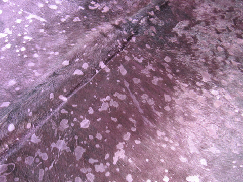 Dyed Purple Cowhide Rug with Metallic Pink Acid Wash - Size: 6.7x7.2 feet M-1547