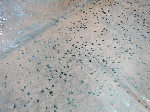 Turquoise Metallic Acid Washed Cowhide Rug Size: 7x7 feet C-1467