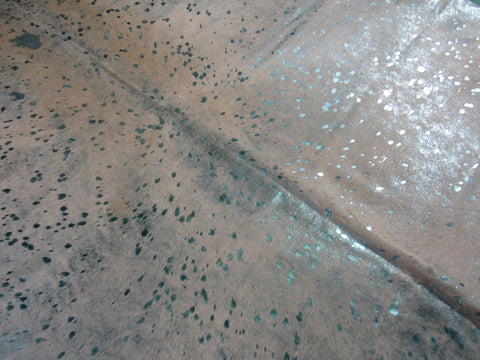 Turquoise Metallic Acid Washed Cowhide Rug Size: 7x7 feet C-1467