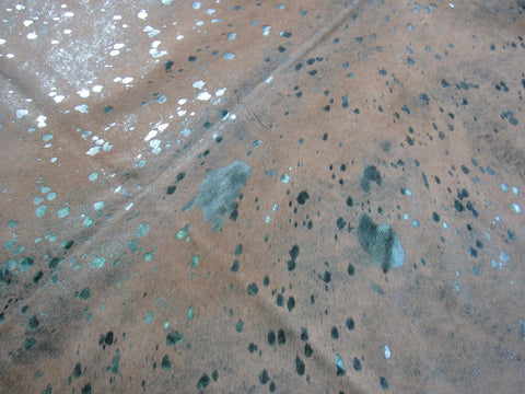 Turquoise Metallic Acid Washed Cowhide Rug Size: 7x7 feet C-1467