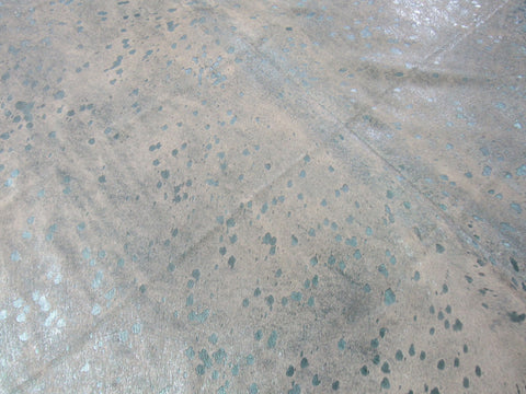 Turquoise Metallic Acid Washed Cowhide Rug (gorgeous hide) Size: 7 1/4x6 1/2 feet C-1468