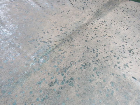 Turquoise Metallic Acid Washed Cowhide Rug (gorgeous hide) Size: 7 1/4x6 1/2 feet C-1468