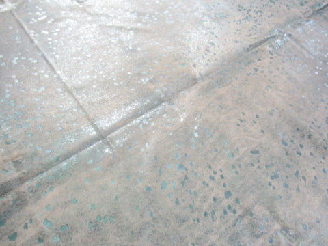 Turquoise Metallic Acid Washed Cowhide Rug (gorgeous hide) Size: 7 1/4x6 1/2 feet C-1468