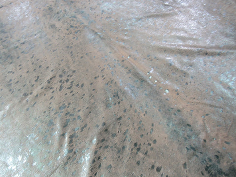 Turquoise Metallic Acid Washed Cowhide Rug (gorgeous hide and large) Size: 8x7 feet C-1469