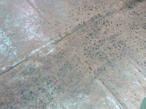 Turquoise Metallic Acid Washed Cowhide Rug (gorgeous hide and large) Size: 8x7 feet C-1469