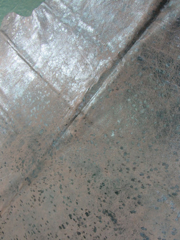 Turquoise Metallic Acid Washed Cowhide Rug (gorgeous hide and large) Size: 8x7 feet C-1469