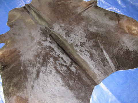 Natural Dark Brown Cowhide Rug (Veggie Tanned) - Size: 6.7x7 feet M-1567