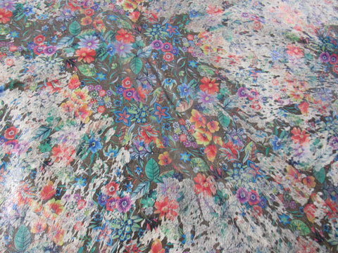 Floral Cowhide Rug Size: 7.5x7 feet C-1707