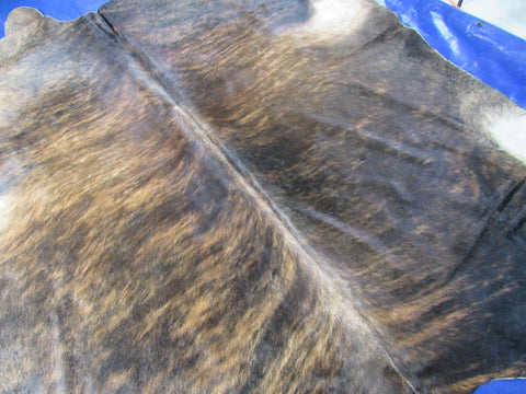 Dark Brown Brindle Cowhide Rug - Size: 8x7 feet O-1159