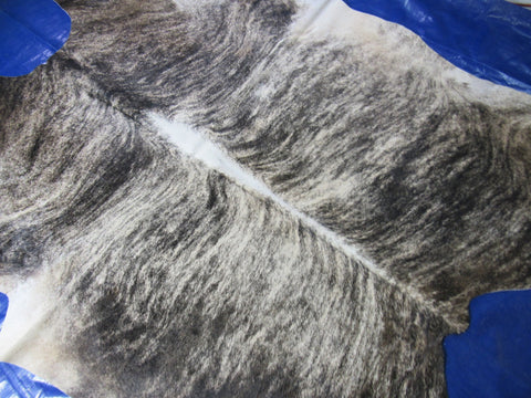 Dark Grey Brindle Cowhide Rug (cool dorsal line) - Size: 8x6.2 feet O-1160