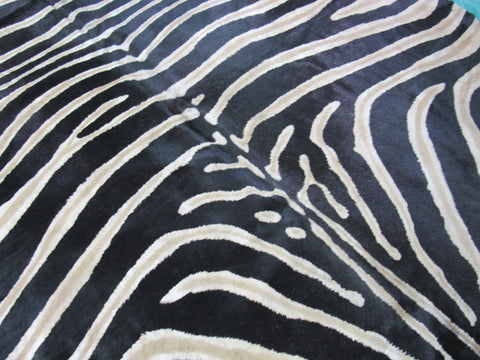 Genuine Zebra Print Cowhide Rug Size: 7' X 5 3/4' Black Stripes, Medium Brown Inner Stripes Zebra Print Cowhide Rug B-249