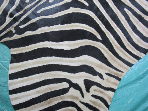 Genuine Zebra Print Cowhide Rug Size: 7' X 5 3/4' Black Stripes, Medium Brown Inner Stripes Zebra Print Cowhide Rug B-249