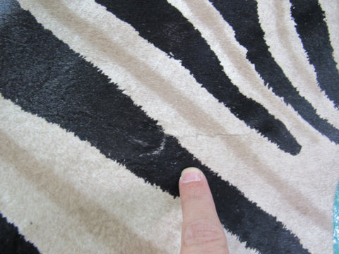 Genuine Zebra Print Cowhide Rug Size: 7' X 6' Black Stripes, Dark Grey/Brown Inner Stripes Zebra Print Cowhide Rug B-250