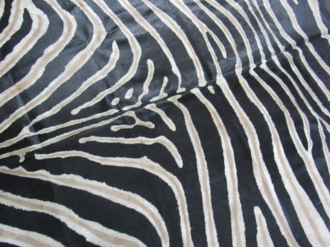 Genuine Zebra Print Cowhide Rug Size: 7' X 6' Black Stripes, Dark Grey/Brown Inner Stripes Zebra Print Cowhide Rug B-250