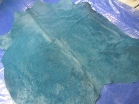 Dyed Teal Cowhide Rug - Size: 6.7x7 feet M-1581