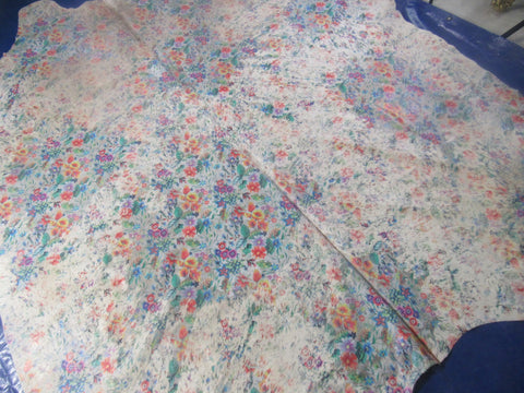 Floral Acid Washed Cowhide Rug - Size: 8x7.5 feet M-1582