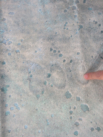 Turquoise Acid Washed Cowhide Rug - Size: 7.5x6.5 feet K-255